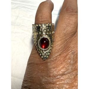 Vintage Deco Inspired Pinky Ring Gold Tone Faux Stone Sz 6.25 Costume Fashion